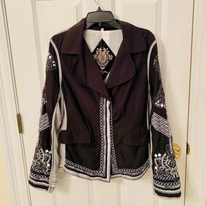 Johnny Was Like NEW! 
Biya black, white and gray embroidered jacket lined